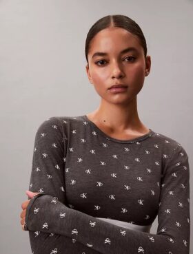 Ikonisk bomulls-Modal, lett fôret langermet T-skjorte-Bralette