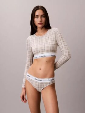 Ikonisk bomulls-Modal, lett fôret langermet T-skjorte-Bralette