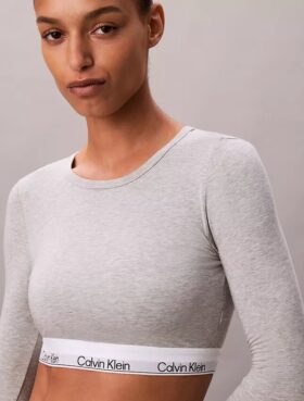 Ikonisk bomulls-Modal, lett fôret langermet T-skjorte-Bralette