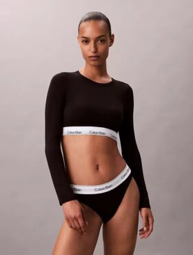 Ikonisk bomulls-Modal, lett fôret langermet T-skjorte-Bralette