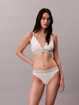 Ikonisk bomulls- og Modal-stripet, lett fôret trekant-Bralette