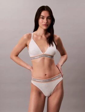 Ikonisk bomulls- og Modal-stripet, lett fôret trekant-Bralette