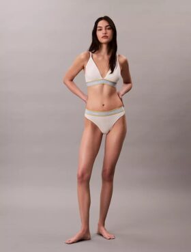 Ikonisk bomulls- og Modal-stripet, lett fôret trekant-Bralette