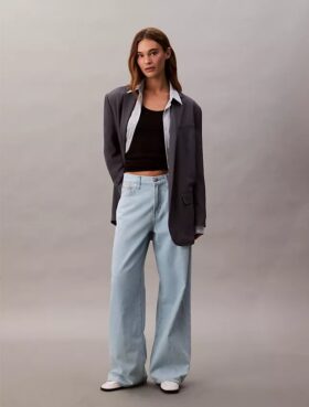 Jeans i linblanding med vid ben Jeans i linblanding med vid ben