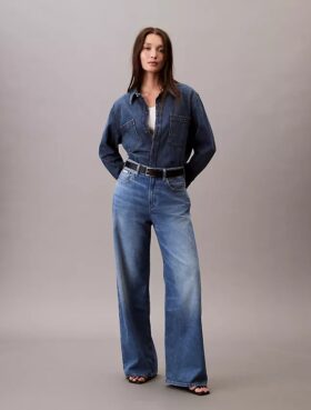 Jeans i linblanding med vid ben Jeans i linblanding med vid ben