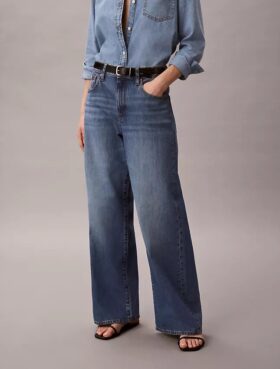Jeans i linblanding med vid ben Jeans i linblanding med vid ben