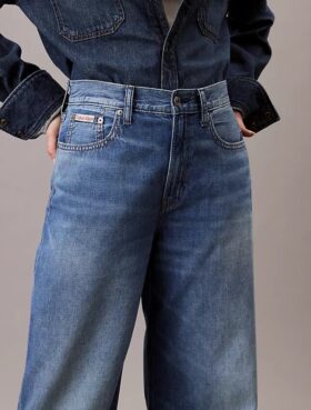 Jeans i linblanding med vid ben Jeans i linblanding med vid ben