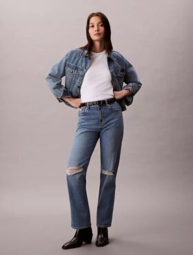 Jeans med høy midje og rett ben Jeans med høy midje og rett ben