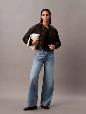 Jeans med vid ben og lyocellblanding Jeans med vid ben og lyocellblanding