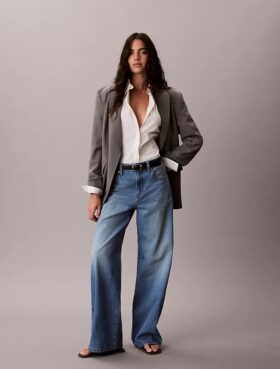Jeans med vid ben og lyocellblanding Jeans med vid ben og lyocellblanding