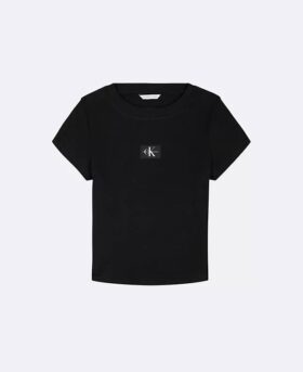 Jenter vevd Monologo Rib T-skjorte