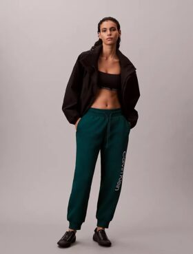 Joggebukse med fleece og logotrykk