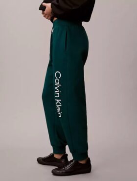 Joggebukse med fleece og logotrykk