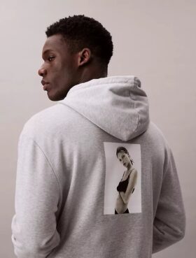 Kate Moss fleece-hettegenser med grafisk trykk