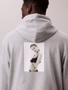 Kate Moss fleece-hettegenser med grafisk trykk