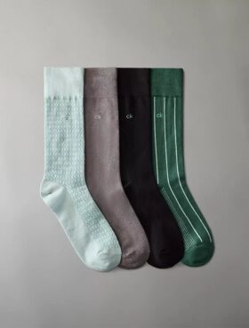 Kjemmet bomull Crew 4-pakk dressokker
