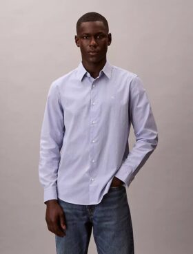 Klassisk knappeskjorte i Cotton Stretch med striper