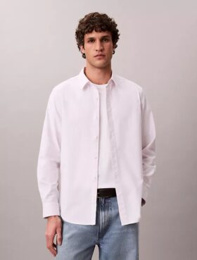 Klassisk Oxford-skjorte i Cotton Stretch med striper og knapper