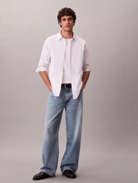 Klassisk Oxford-skjorte i Cotton Stretch med striper og knapper