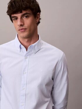 Klassisk Oxford-skjorte i Cotton Stretch med striper og knapper