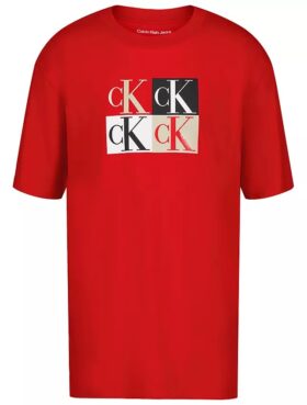Klassisk T-skjorte for gutter med fargeblokker og Monogram-grafikk